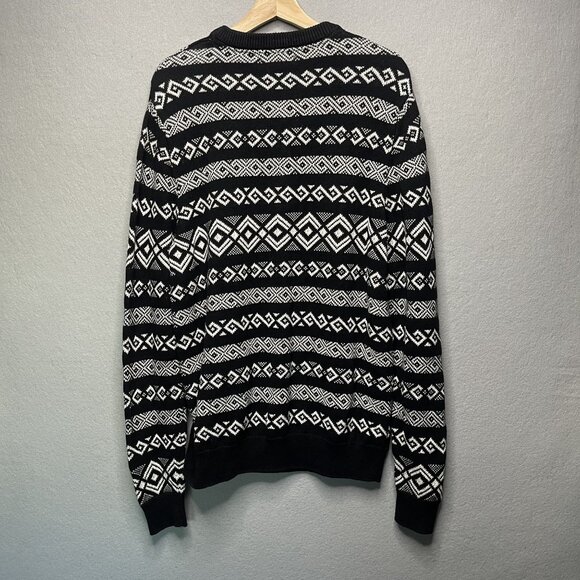William Rast Mens Geometric Knit Sweater L Cotton Black White - Picture 4 of 5